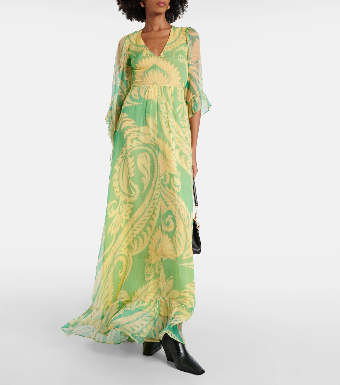 Etro - Printed ruffled silk maxi dress