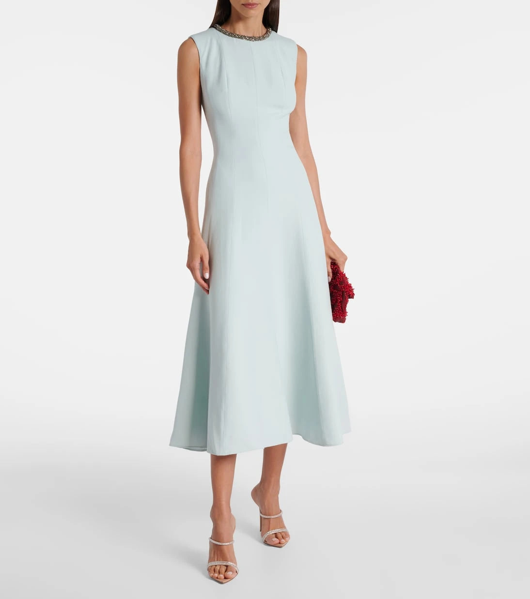 Roland Mouret - Embellished wool and silk midi dress