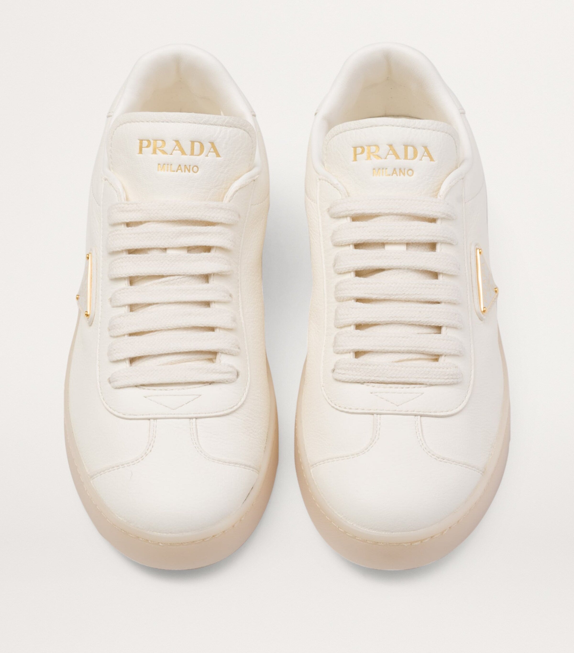 Prada Neutral Leather Sneakers