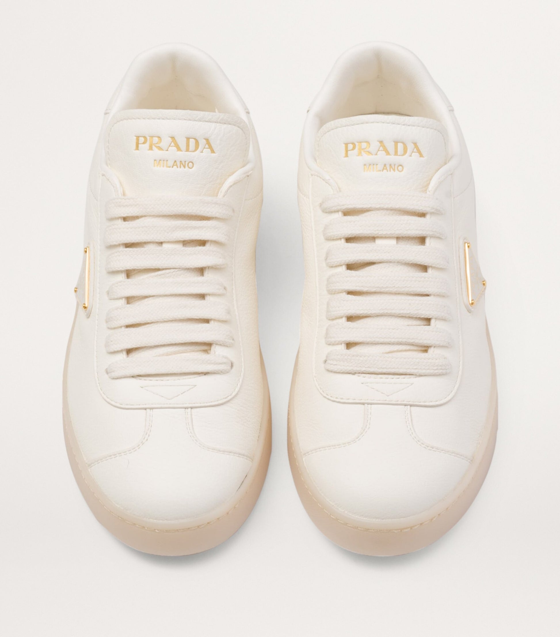 Prada Neutral Leather Sneakers