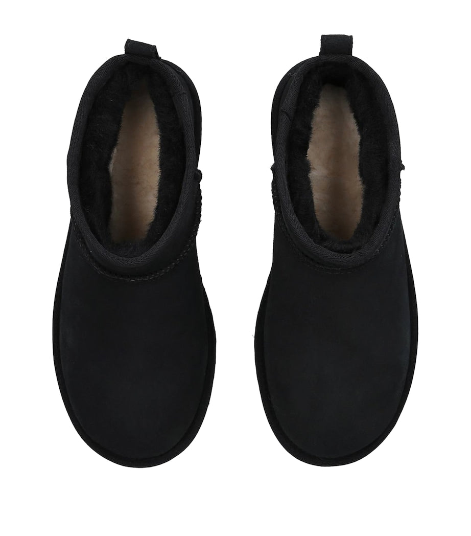 UGG Black Suede Classic Ultra Mini Boots