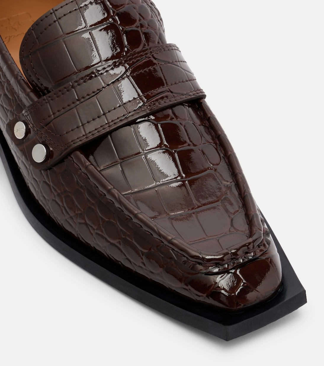 Ganni - Studs croc-effect loafers