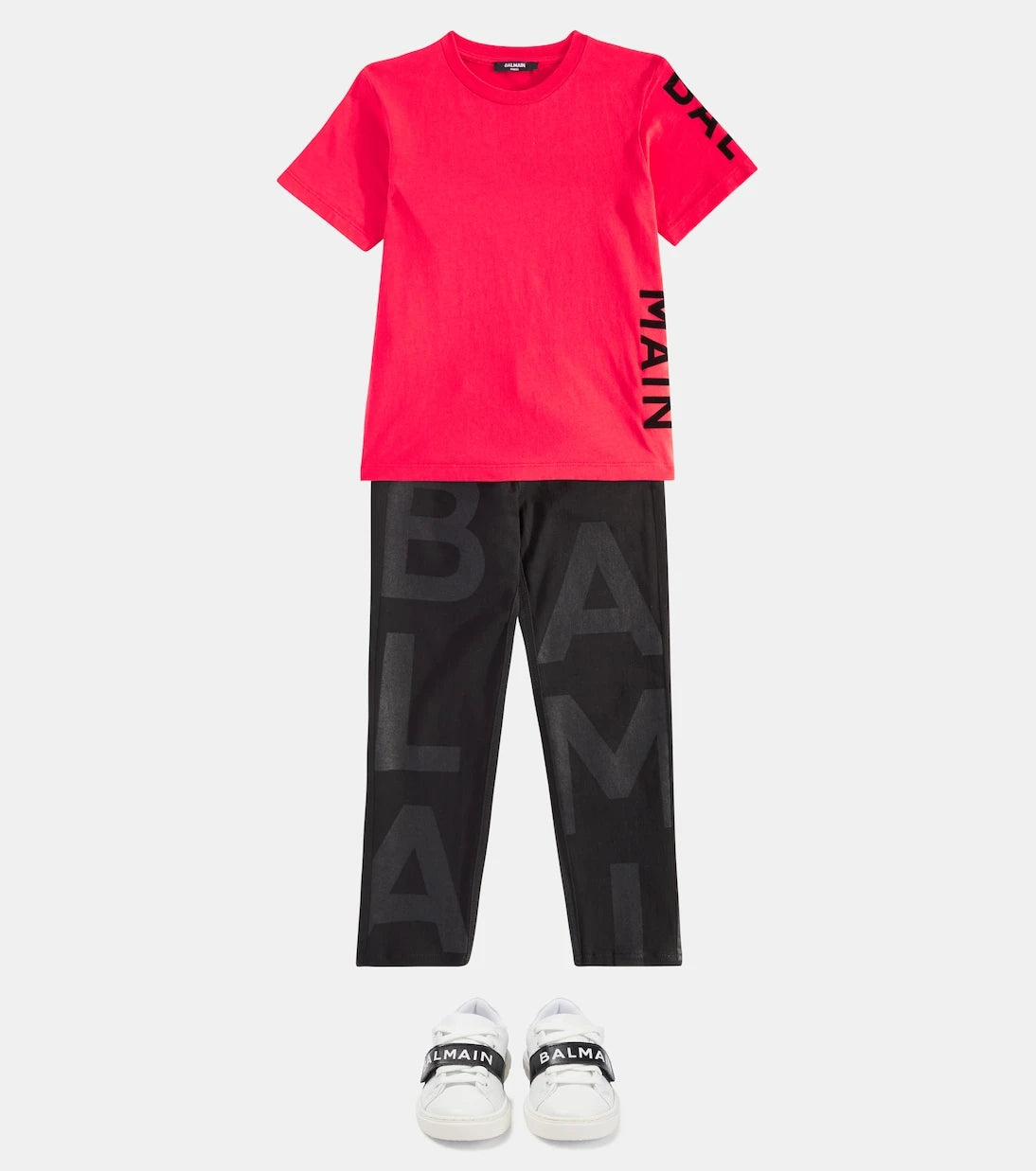 Balmain Kids - تي شيرت جيرسيه قطني بالشعار