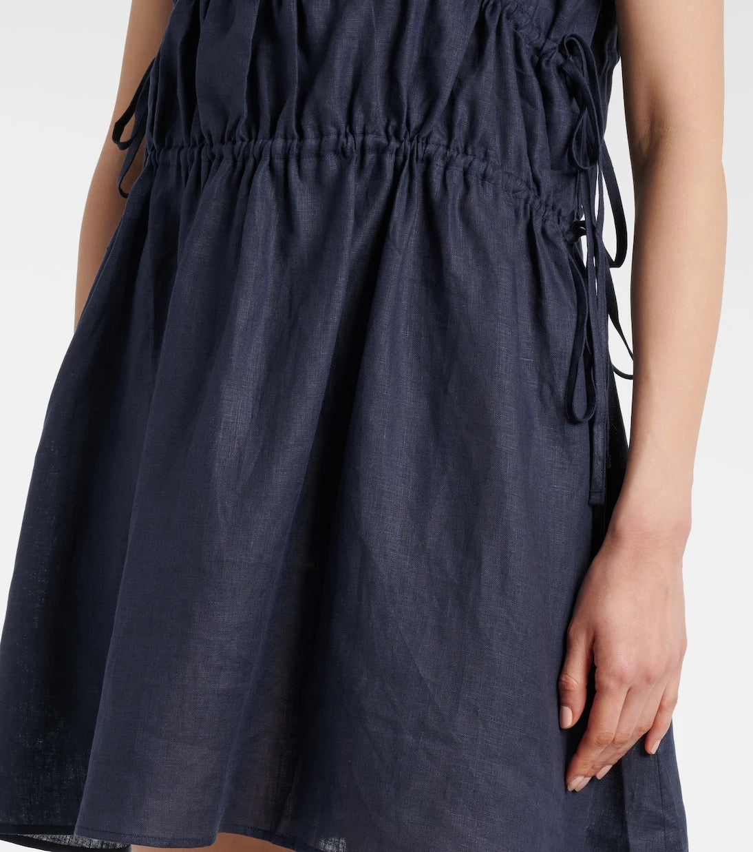 Asceno - Como gathered linen minidress
