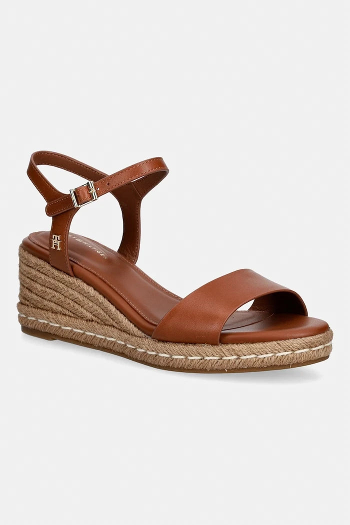 Tommy Hilfiger Deri Kıvrımlı Platform Sandalet MID WEDGE ESPAD LEATHER