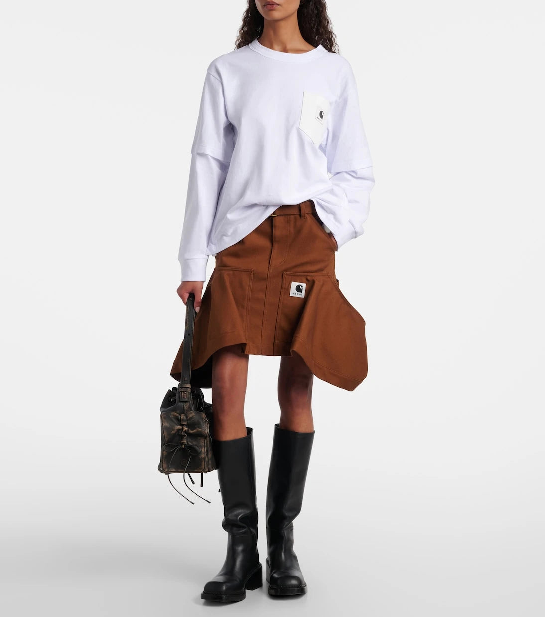 Sacai - x Carhartt layered cotton jersey top