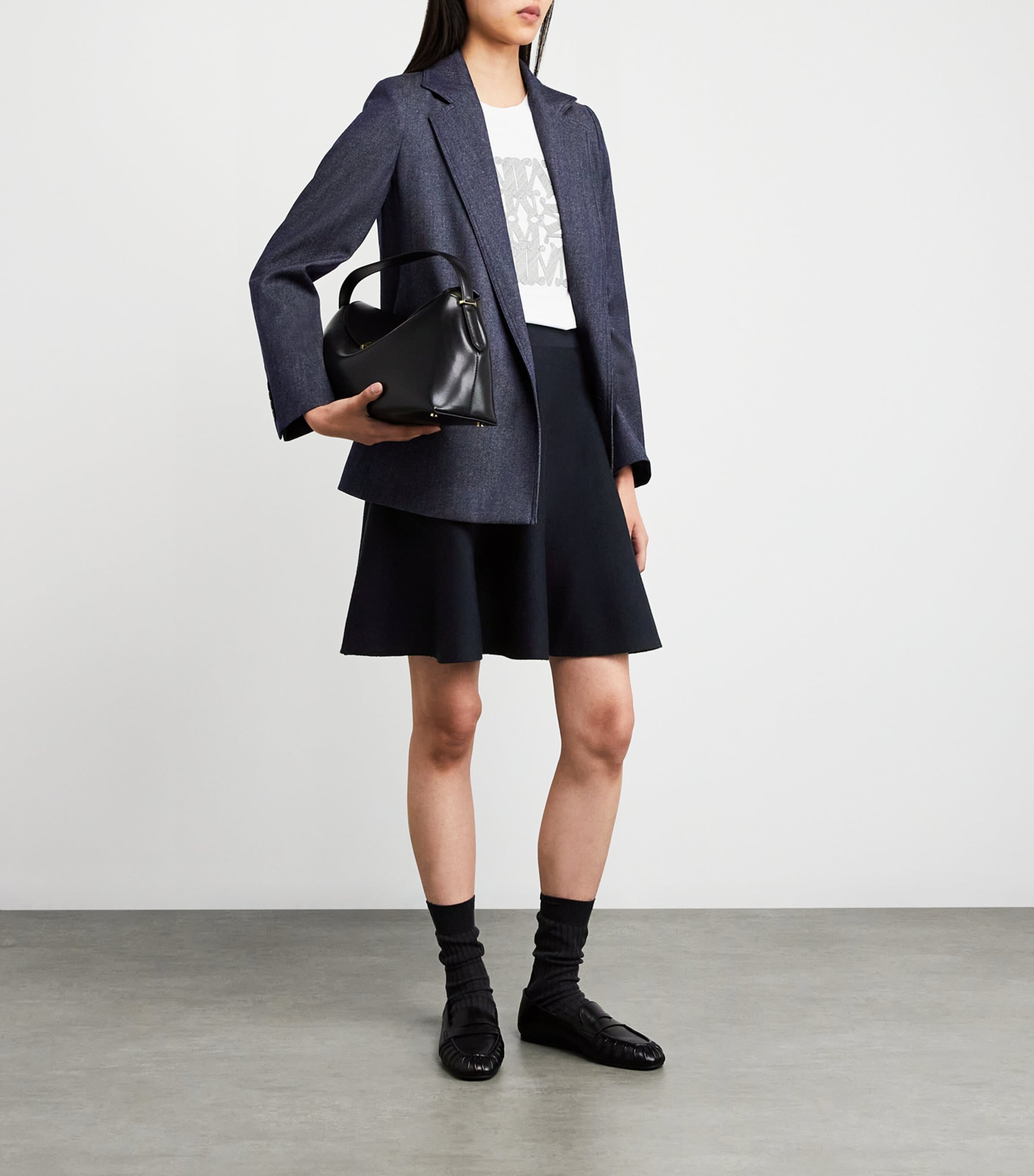 Max Mara Blue Virgin Wool Knit Skirt