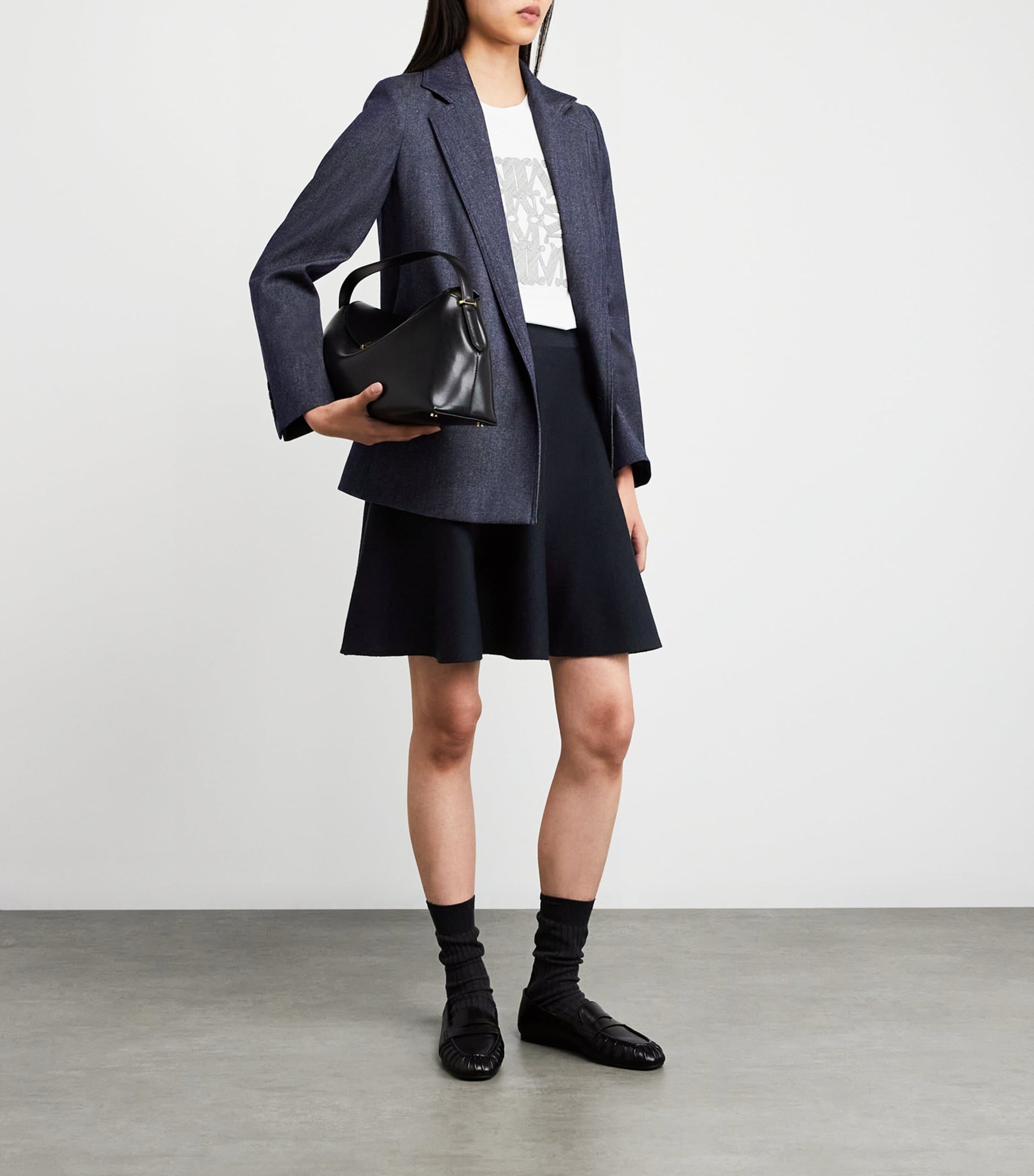 Max Mara Blue Virgin Wool Knit Skirt