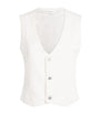 Victoria Beckham White Denim V-Neck Waistcoat
