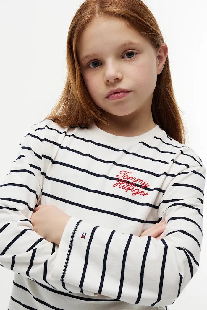 Tommy Hilfiger çocuklar için pamuklu uzun kollu bluz