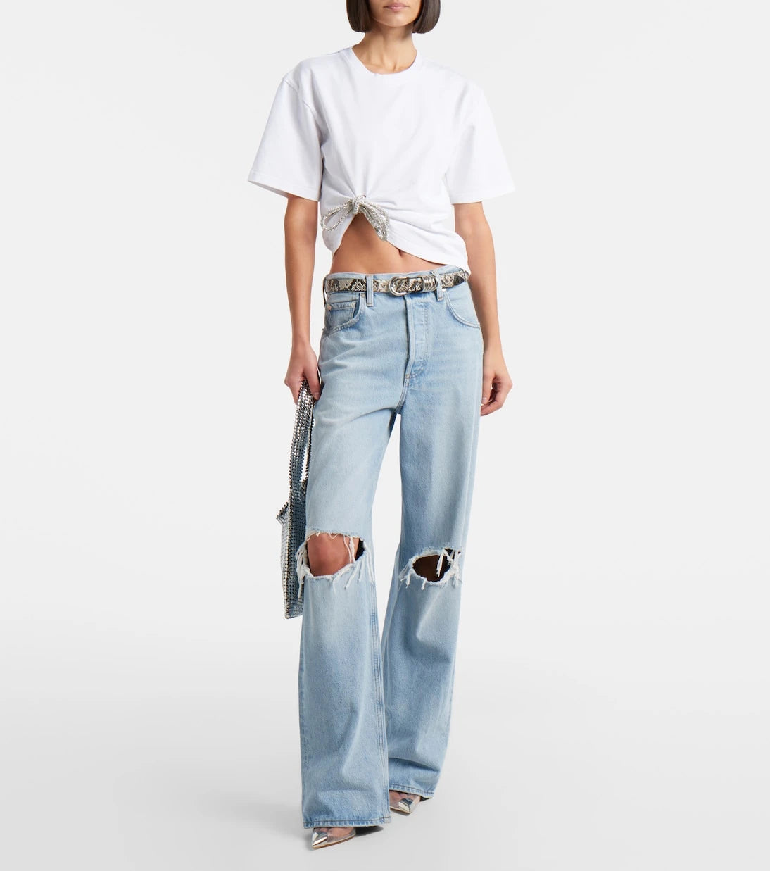 Area - Embellished cotton jersey T-shirt