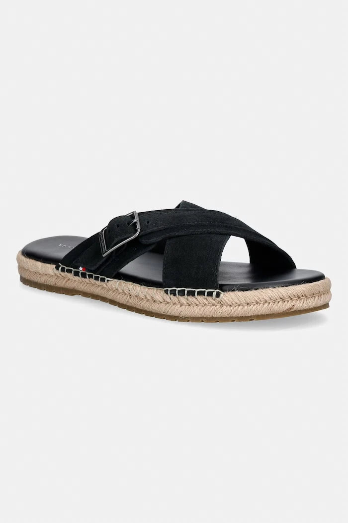 Tommy Hilfiger чехли мъжки от велур FLEX JUTTE BUCKLE SDE SANDAL