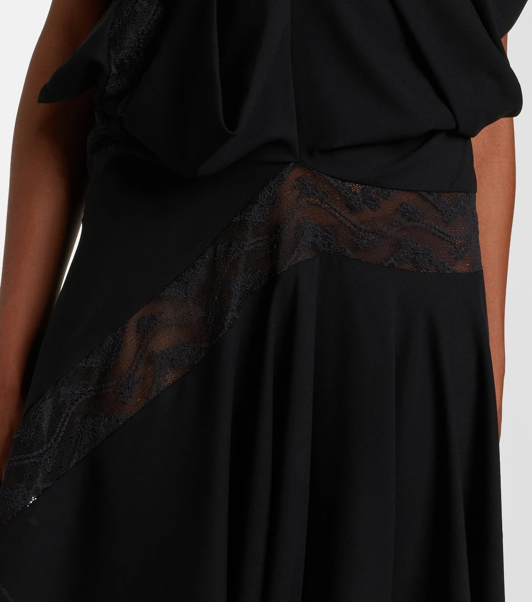 Junya Watanabe - Asymmetric lace-trimmed midi dress