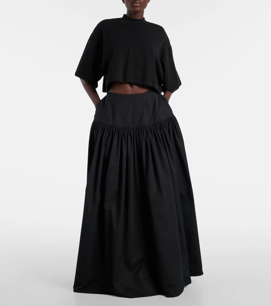 Alaïa - Cropped cotton-blend T-shirt