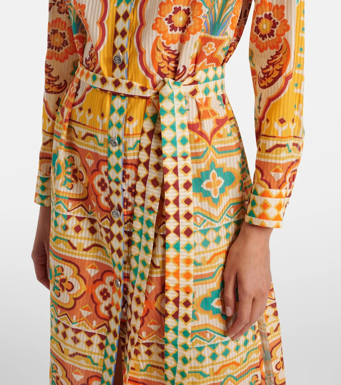 Etro - Printed cotton and silk midi dress