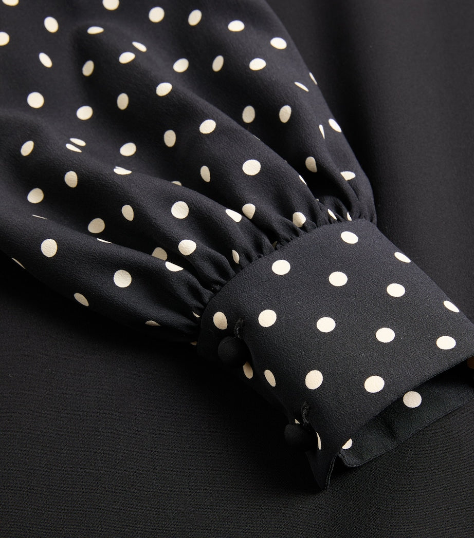 Valentino Black Silk Polka-Dot Midi Dress