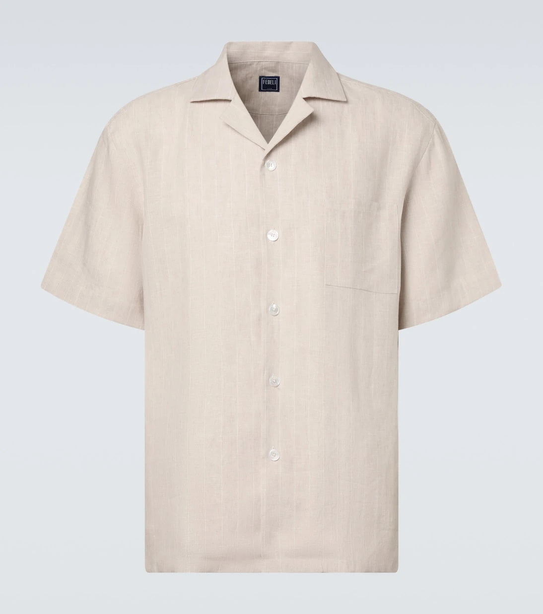 Fedeli - Striped linen bowling shirt