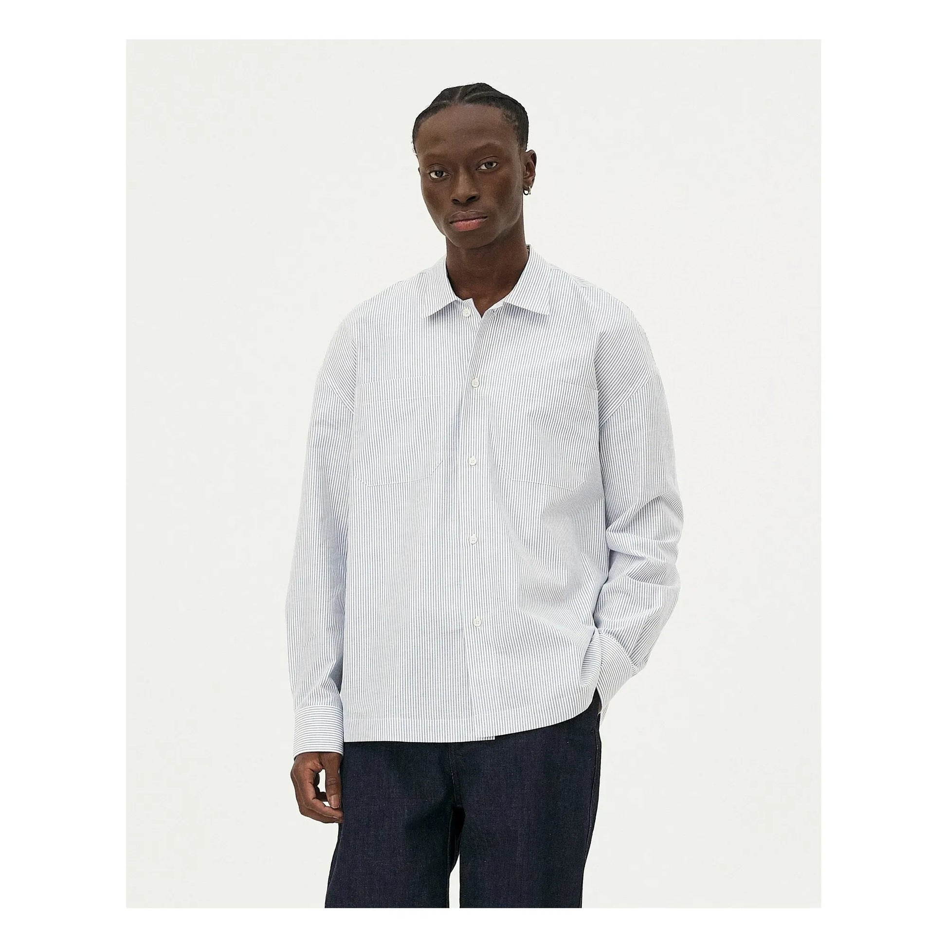 Noyoco - Bora Striped Organic Cotton Shirt | Light Blue