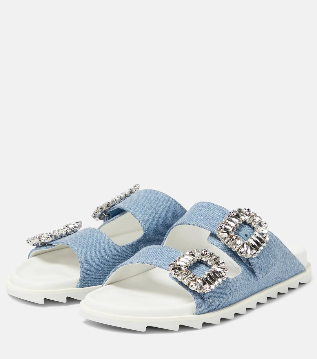 Roger Vivier - Slidy Viv' embellished denim sandals