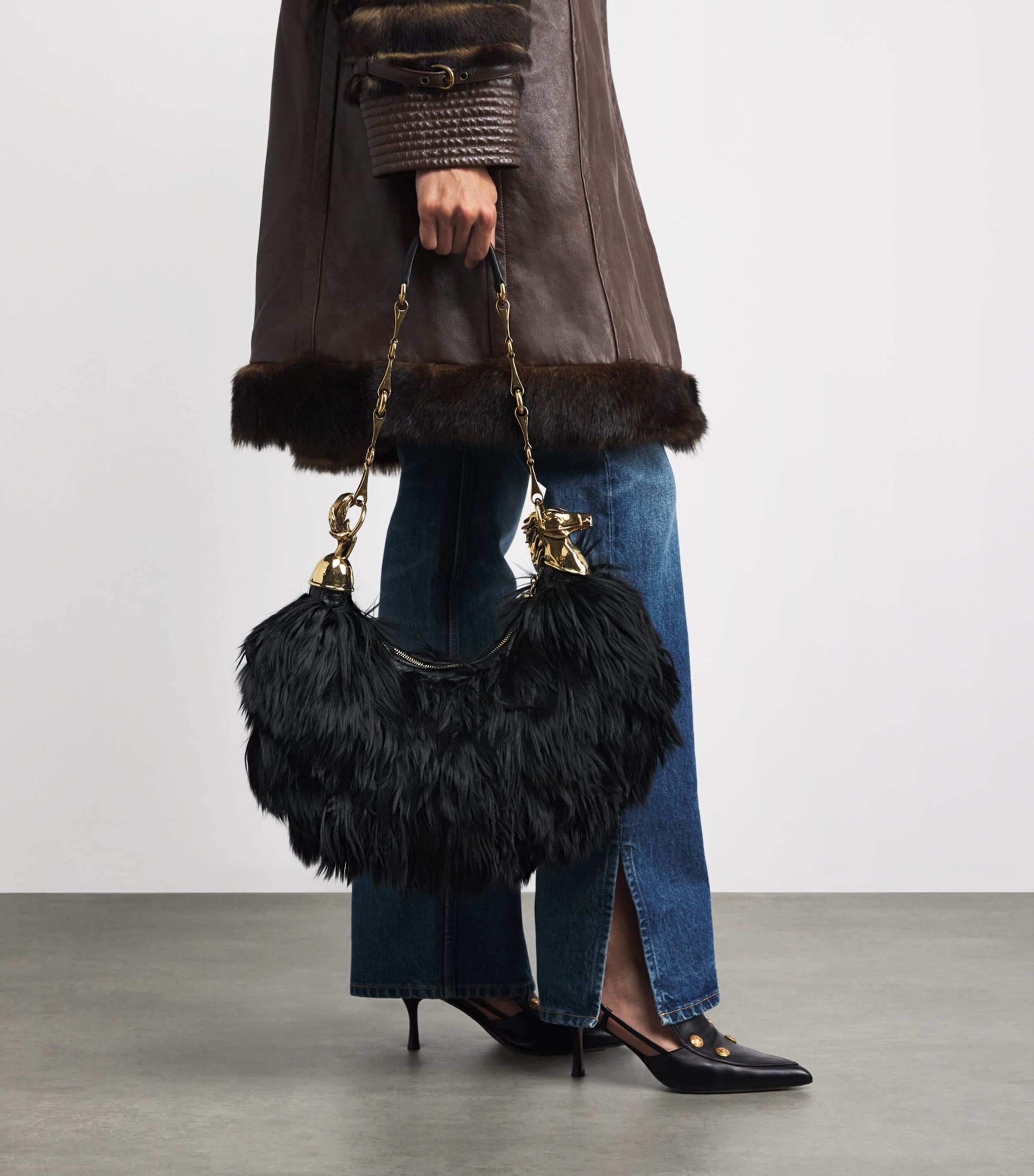 Black Feather Shoulder Bag