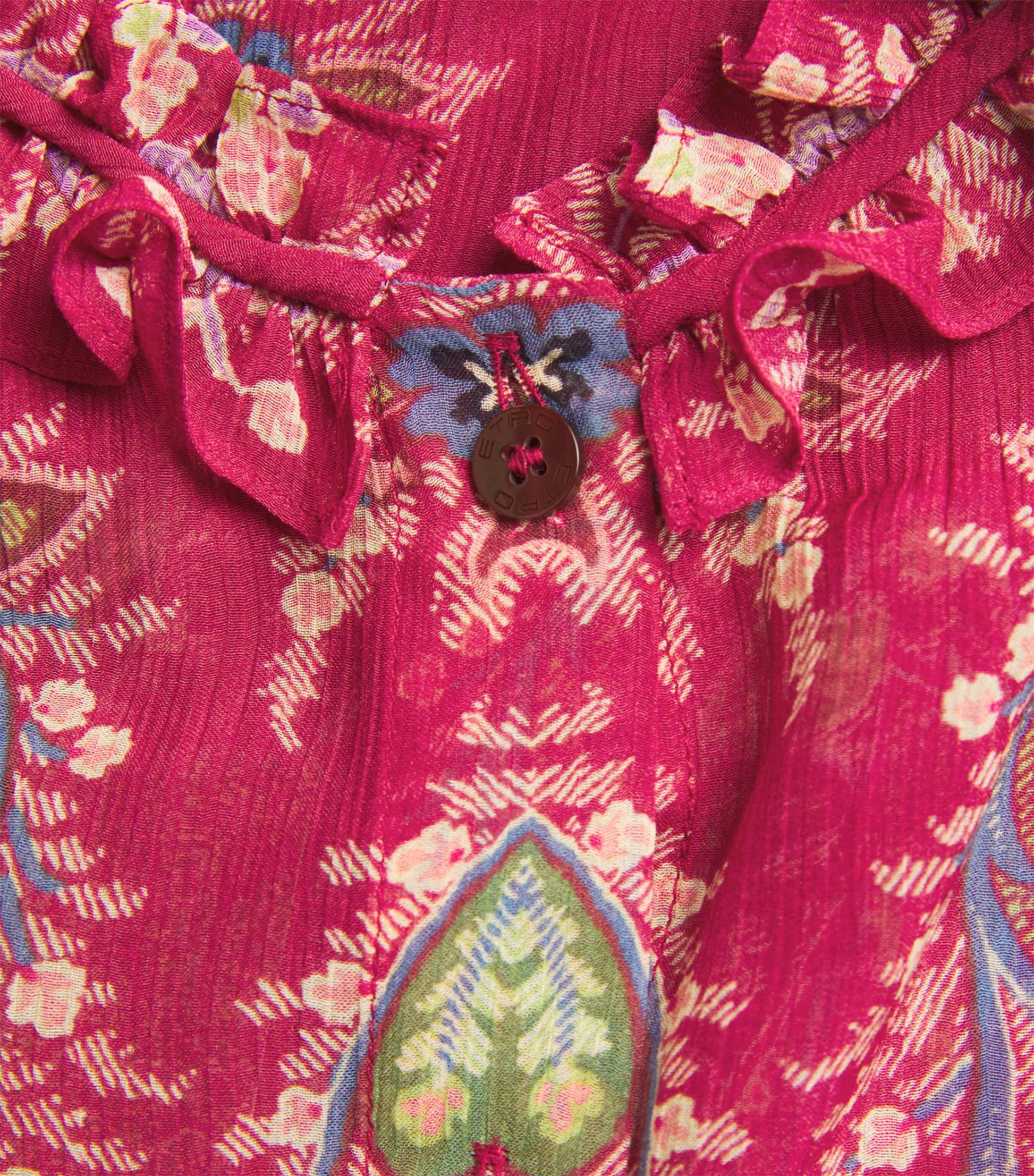 Red Ruffled Paisley Print Blouse