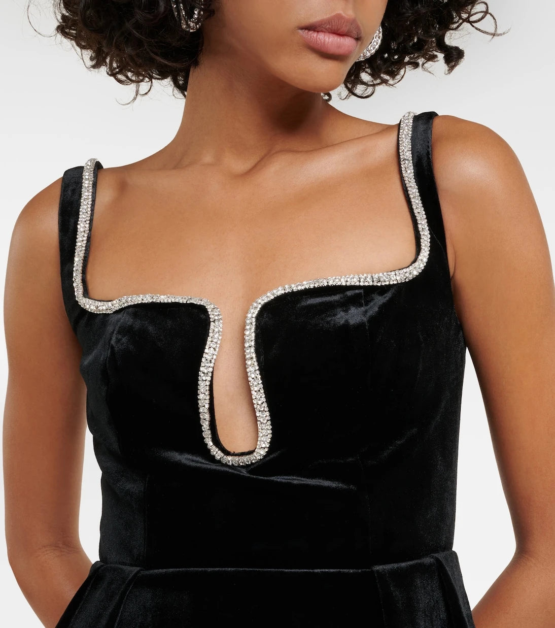 Self-Portrait - Embellished velvet minidress
