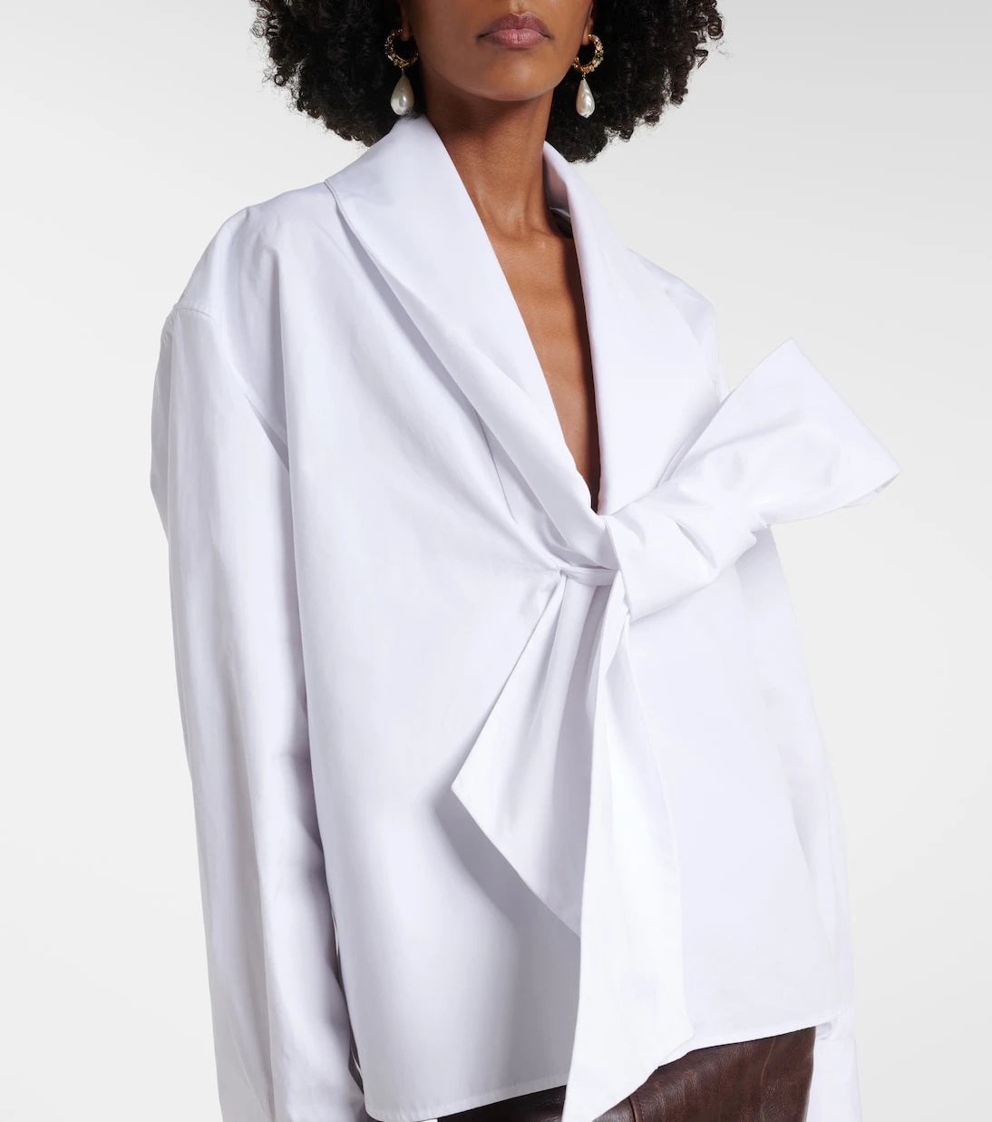 Saint Laurent - Bow-detail cotton poplin blouse