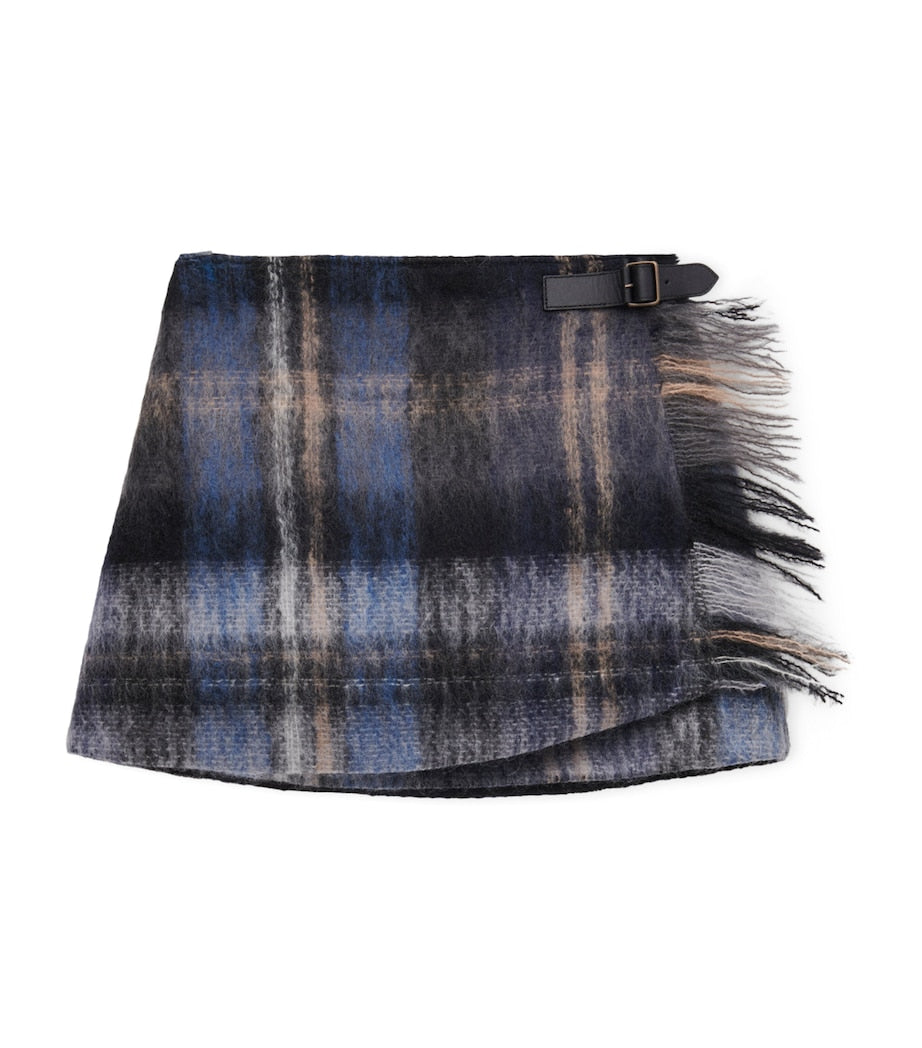 LOEWE Blue Mohair-Wool Buckled Mini Skirt