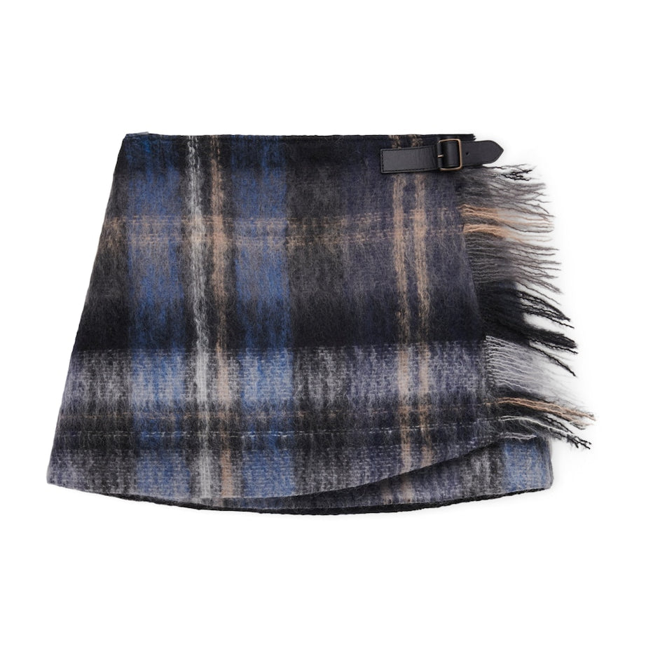 LOEWE Blue Mohair-Wool Buckled Mini Skirt