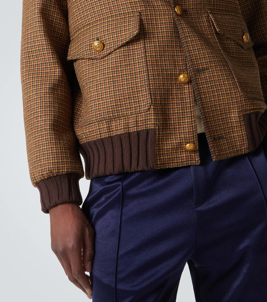 فالنتينو - جاكيت بومبر من صوف بكر بنقشة houndstooth
