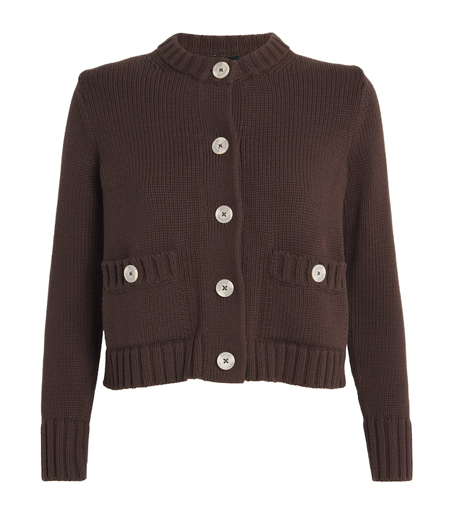 ME+EM Brown Cotton Cropped Cardigan
