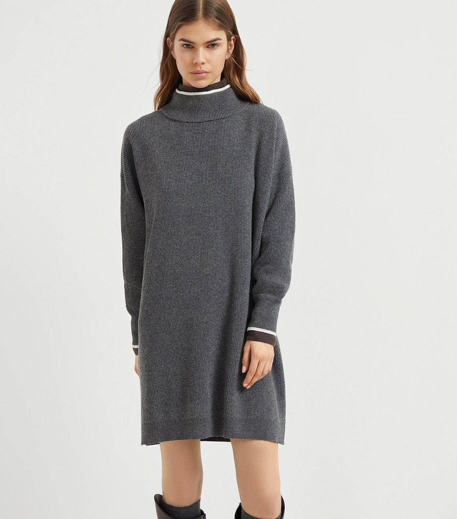 Brunello Cucinelli Virgin Wool-Blend Mini Dress