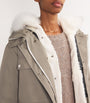 Yves Salomon Green Canvas Fur-Trim Parka Jacket