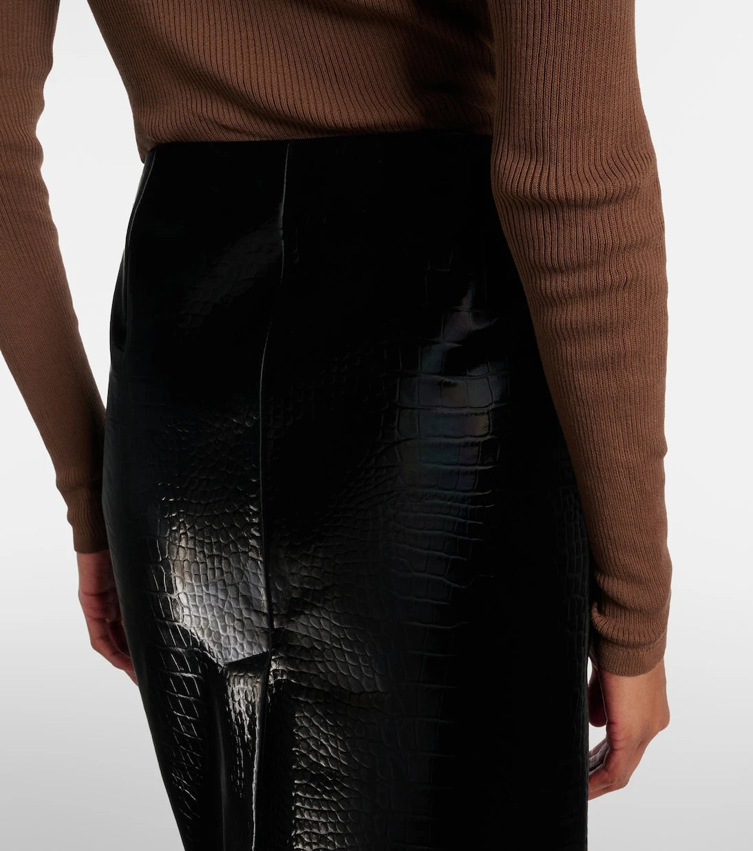 Gucci - Croc-effect leather pencil skirt