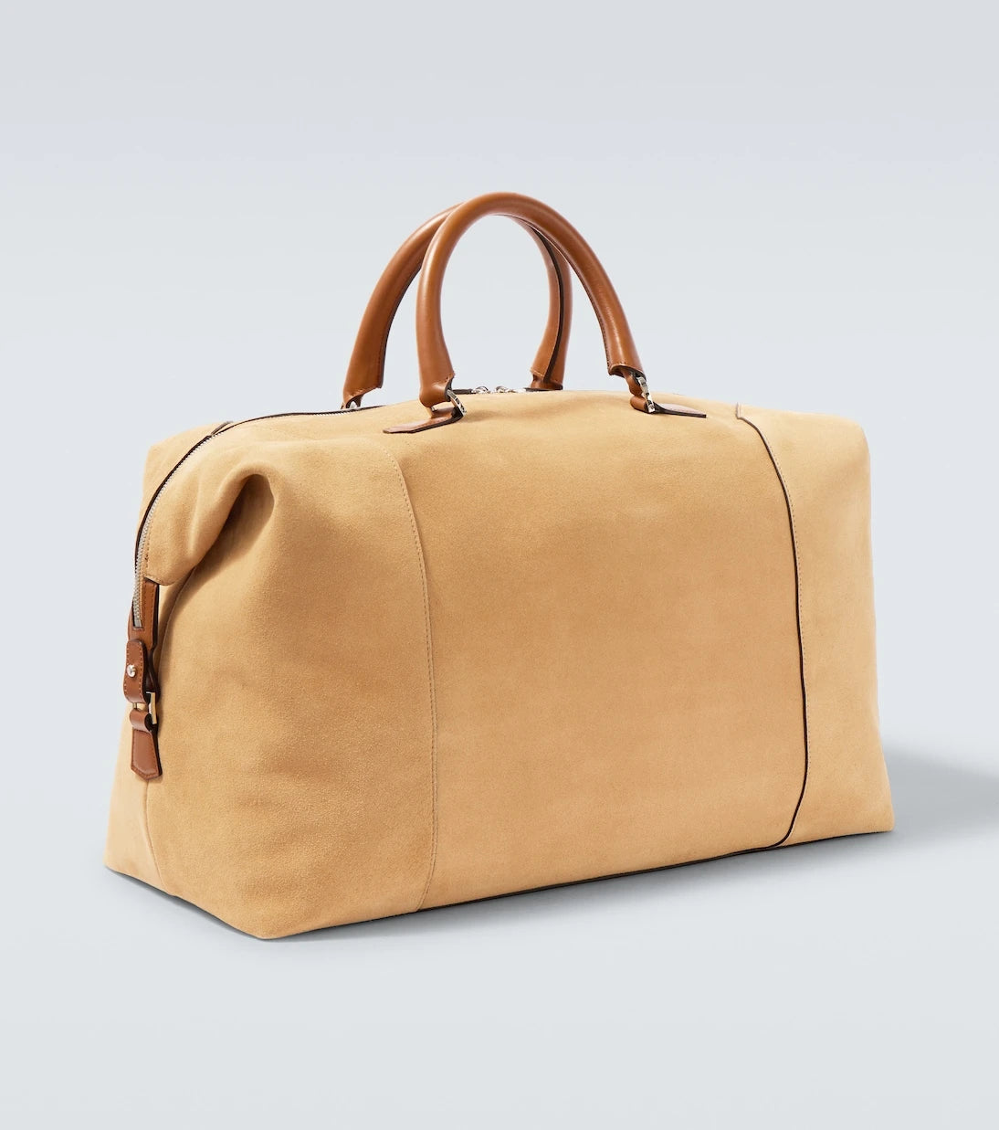 Kiton - Leather-trimmed suede duffel bag