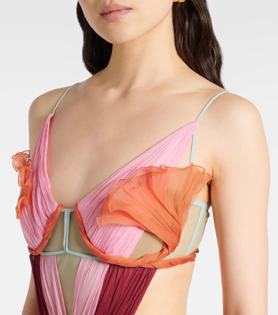 Nensi Dojaka - Dahlia silk open-back bustier gown