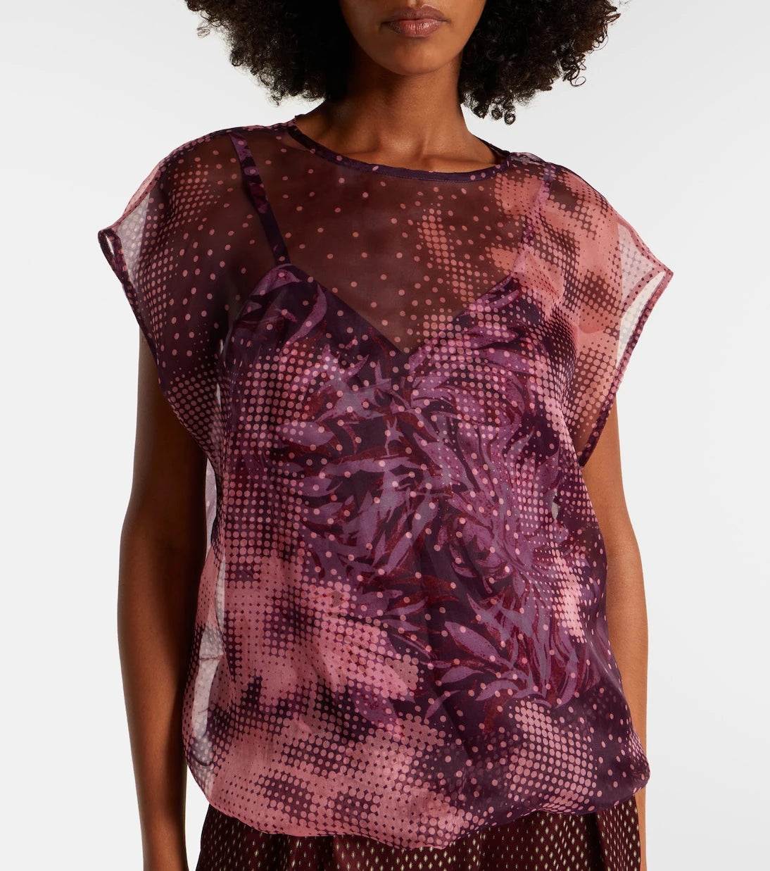 Dries Van Noten - Layered printed silk-blend top