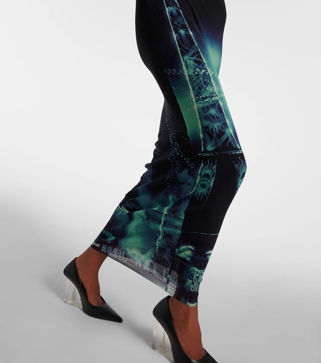 Jean Paul Gaultier - Printed mesh midi skirt