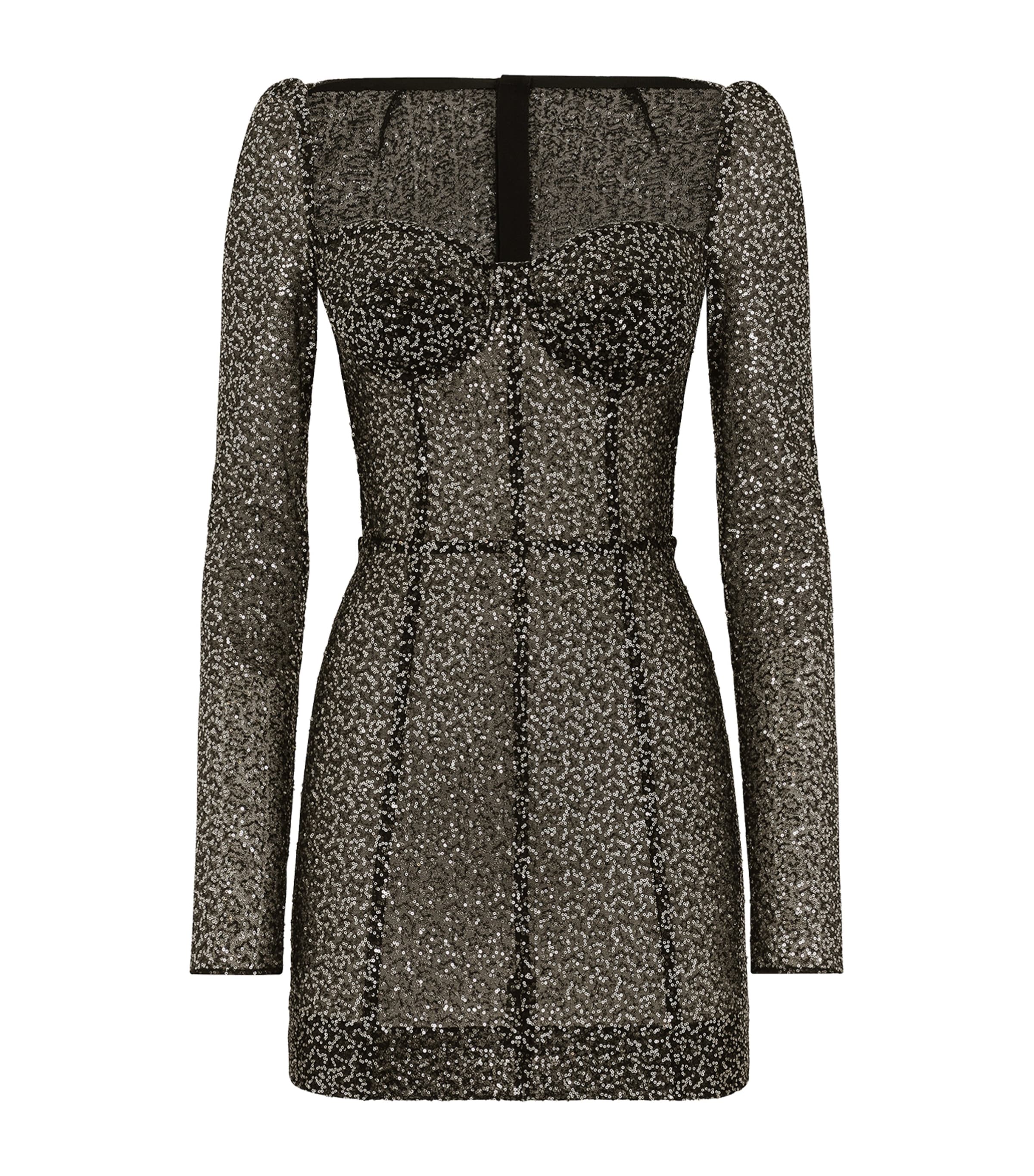 Dolce & Gabbana Multi Sequin-Embellished Corset Mini Dress