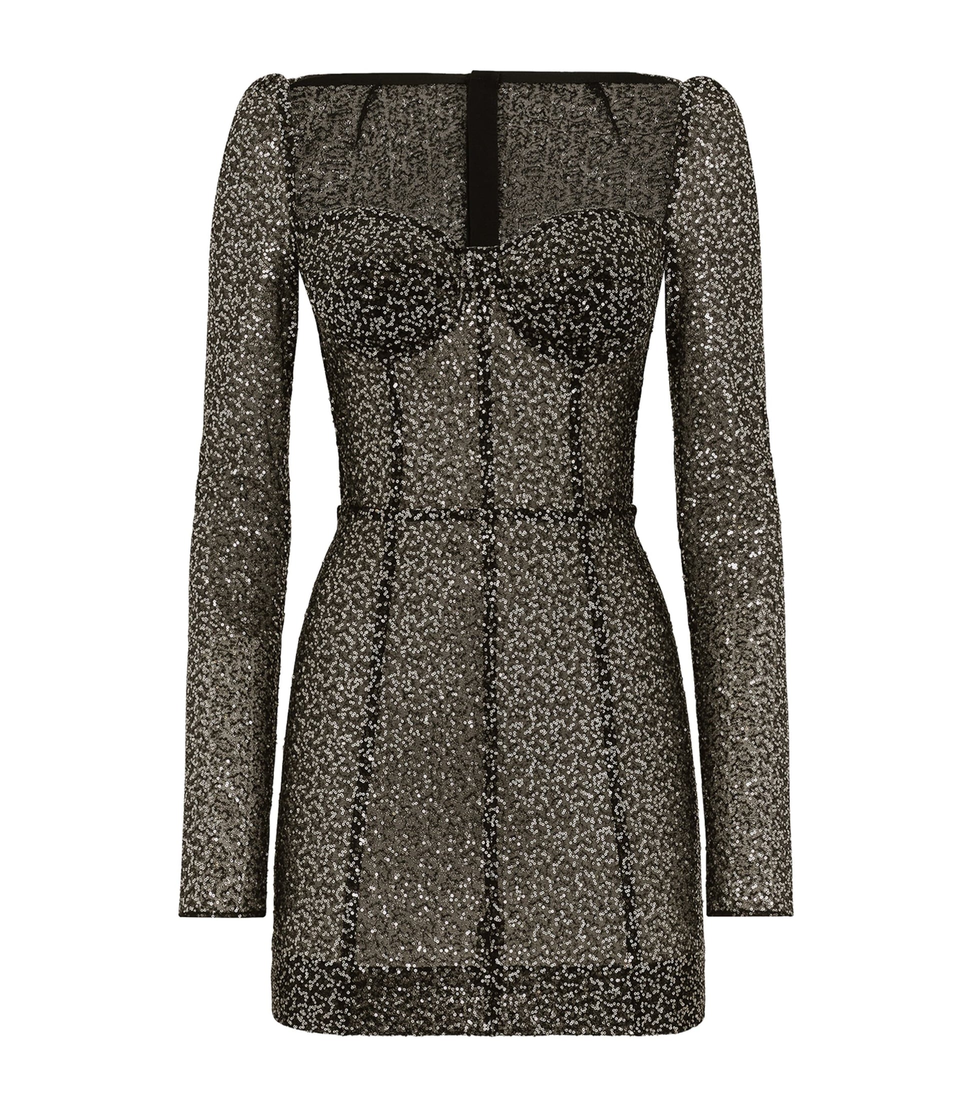 Dolce & Gabbana Multi Sequin-Embellished Corset Mini Dress