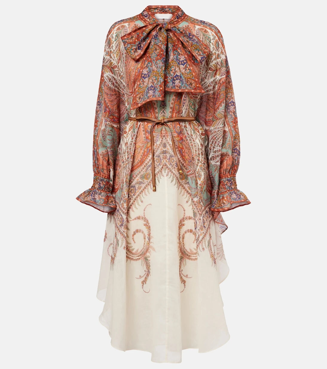 Zimmermann - Rhiannon tie-neck ramie midi dress