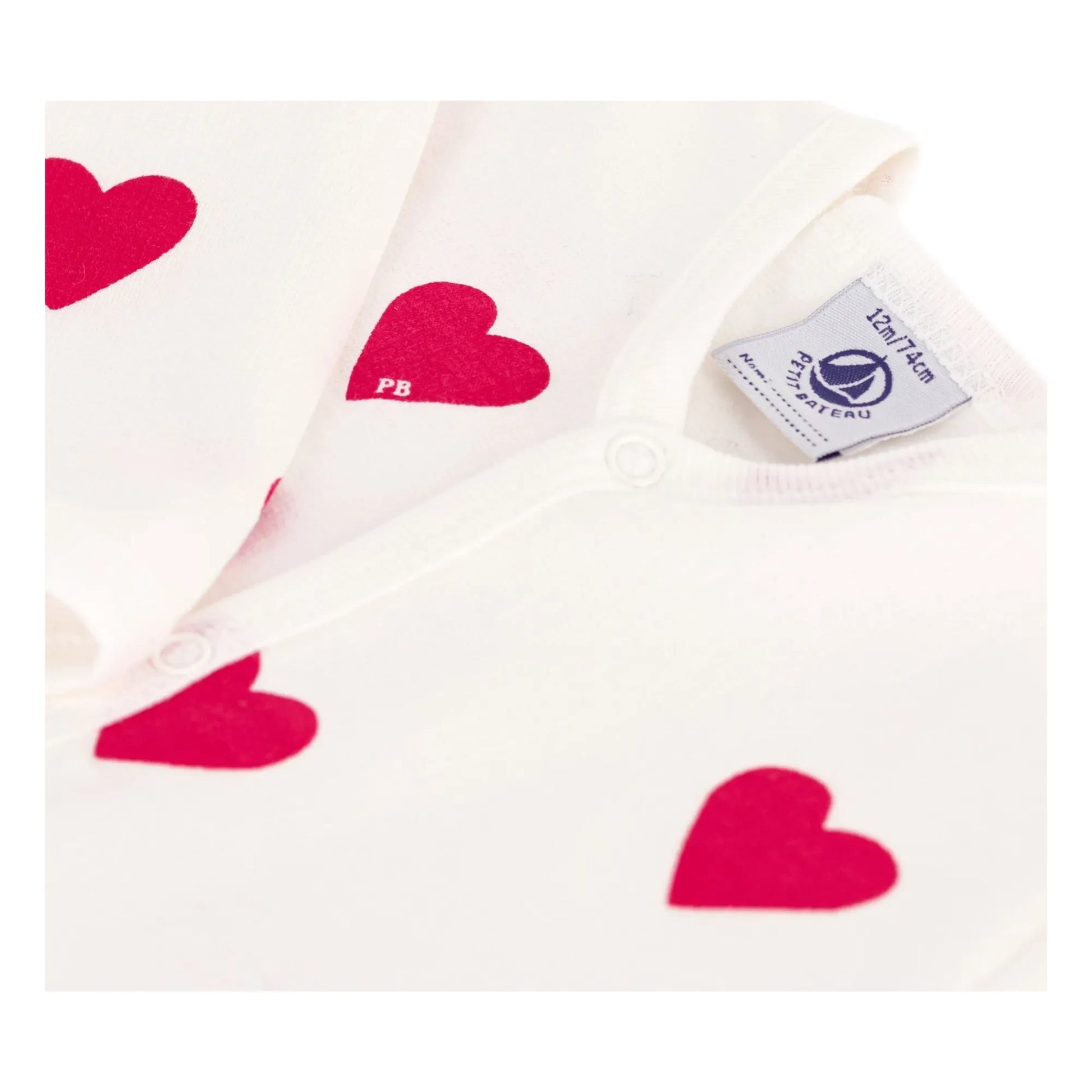 Petit Bateau - Dors Bien Cœurs Molleton pyjamas | White