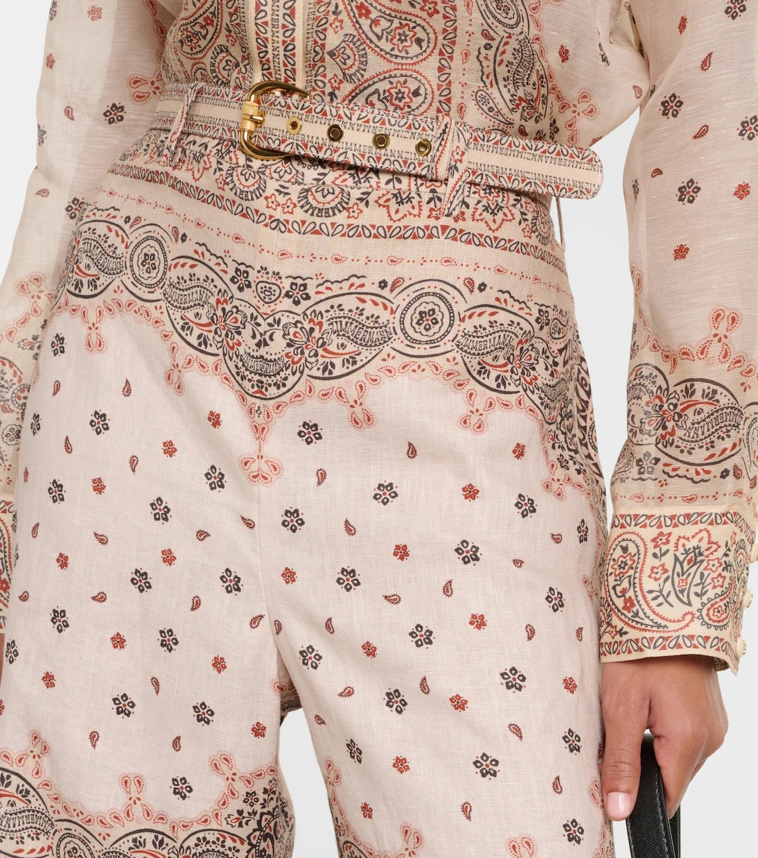 Zimmermann - Printed high-rise linen wide-leg pants