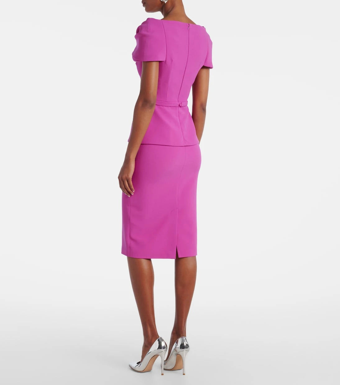 Safiyaa - Belted peplum midi dress