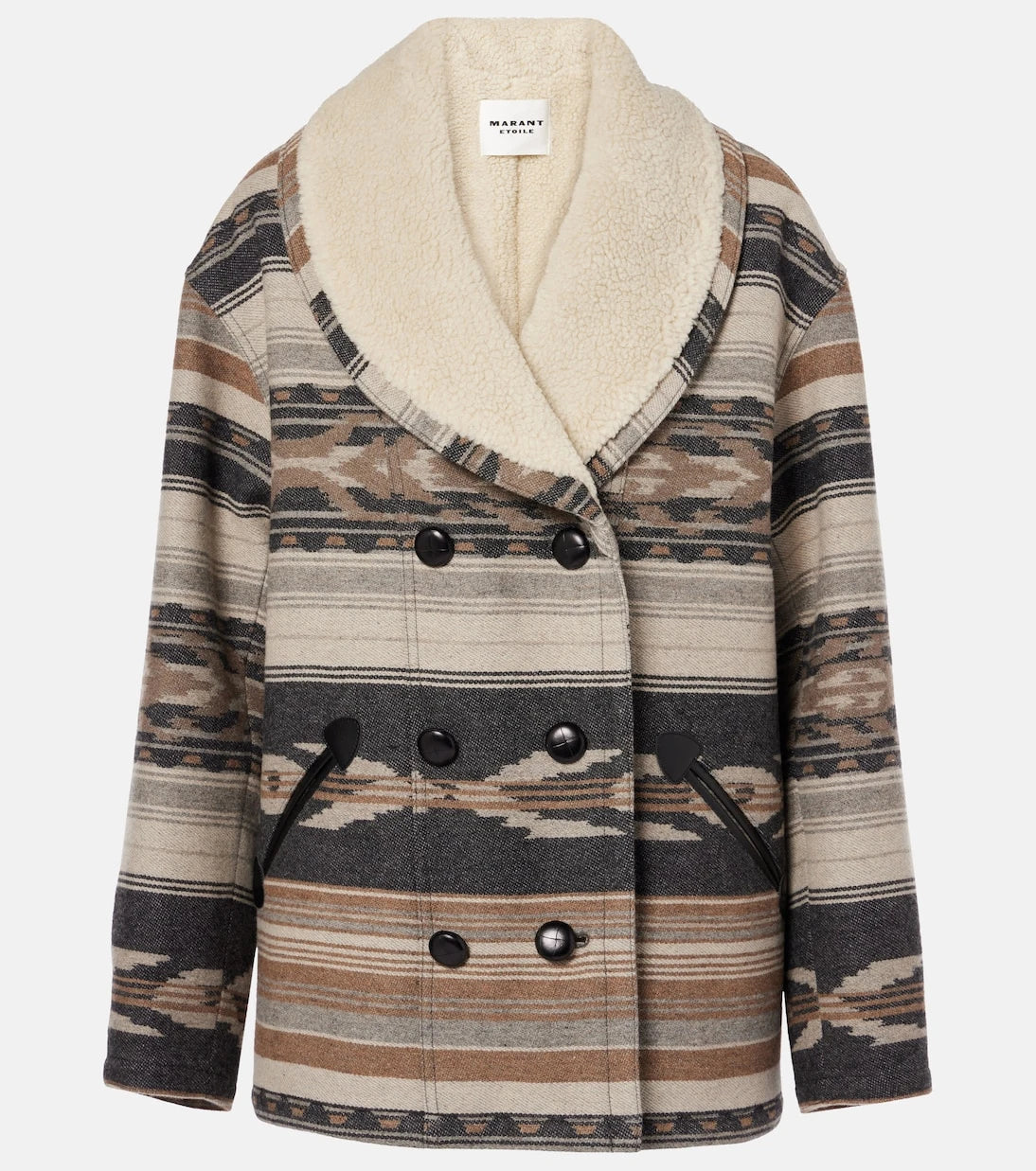 Marant Etoile - Dorcas faux shearling-trimmed peacoat