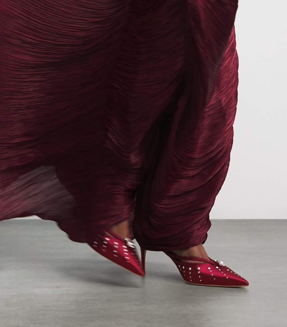 Malone Souliers Red Satin Embellished Marisa Heeled Mules 70