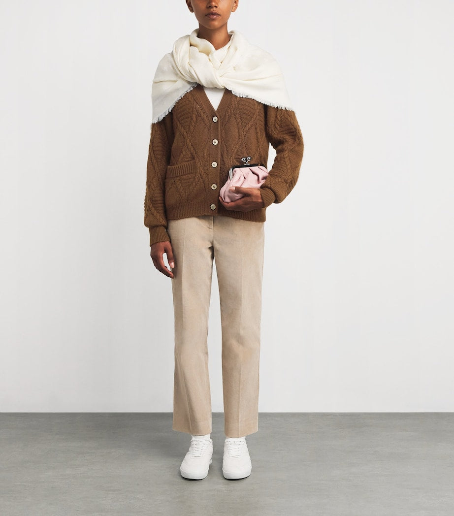 Weekend Max Mara Brown Rope Knit V-Neck Cardigan