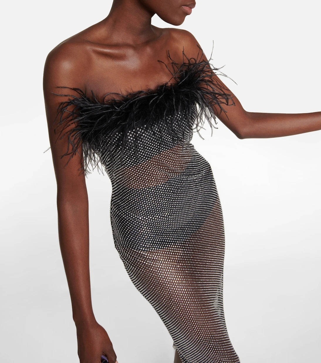 Giuseppe di Morabito - Feather-trimmed embellished midi dress