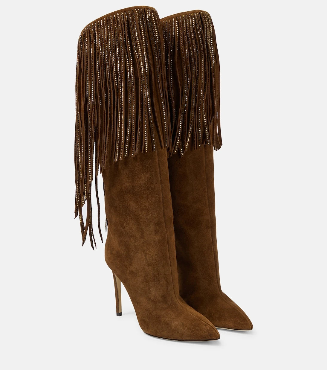 Paris Texas - Fringed embellished suede knee-high boots