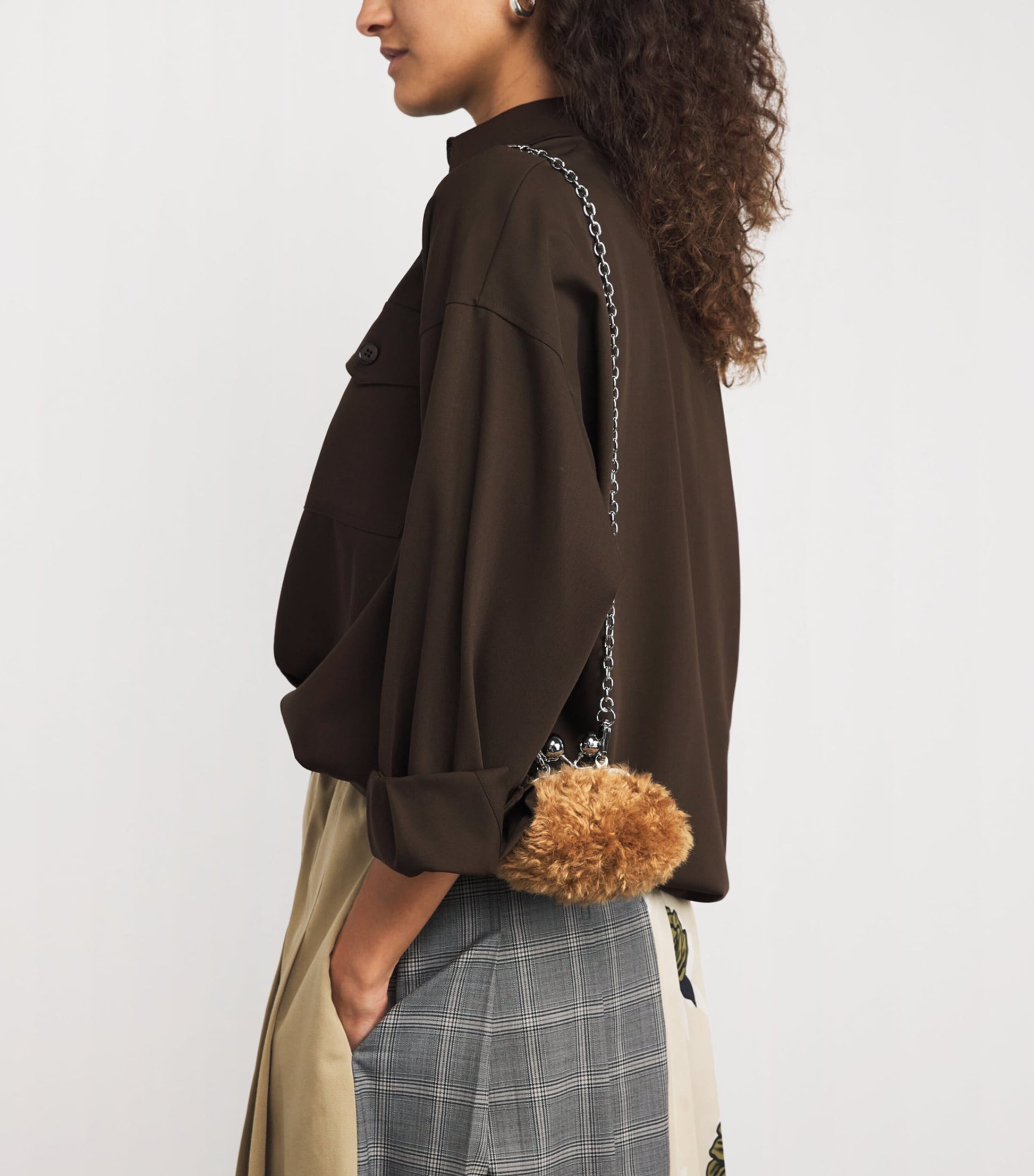 Weekend Max Mara Pink Faux Fur Pasticcino Nano Bag